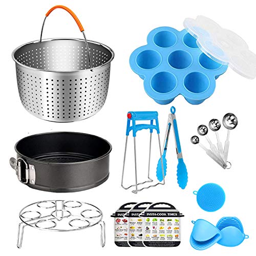 16 Pieces Pressure Cooker Accessories Set Compatible with Instant Pot 6, 8 Qt - Steamer Basket, Springform Pan, Egg Rack, Egg Bites Mold, Measuring Spoon, Magnetic Cheat Sheet