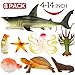 Ocean Sea Animal, 4-14 Inch Large Vinyl Plastic Animal Toy Set(8 Pack), Funcorn Toys Realistic Under The Sea Life Figure Bath Toy for Child Toddler Educational Party Favors ,Octopus Shark Turtle