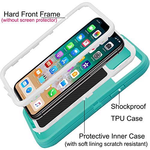 Co-Goldguard Case for iPhone 11 Pro,[NOT fit iPhone 11] Heavy Duty 3 in 1 Durable Cover with Screen Bumper Shockproof Drop-Proof Shell Cases for Apple iPhone 11 Pro 5.8 inch,White&Sky Blue