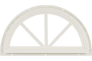 APPLE OUTDOOR SUPPLY Shed Window 14.25" Half Moon Sunburst- J-Lap White, Tempered Glass, for Sheds, Playhouses, and Chicken Coops 1 PK (SUNB14WJ-BX1)