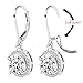 Jane Stone Sterling Silver Earrings Cubic Zirconia Halo Earrings Leverback Earrings Round Rhinestone Dangle Earrings Wedding Jewelry for Women Bridal