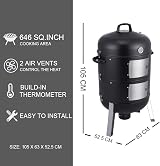 SUNLIFER 3-in-1 Charcoal Smoker Grill 646 sq in 105x63x52.5 cm view 6