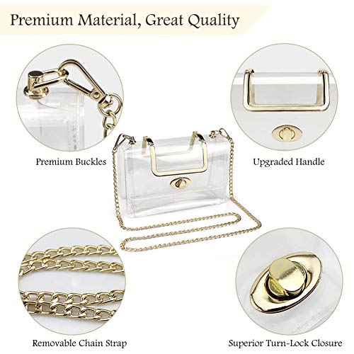 S SUNINESS Clear Purse Stadium Bag - Women Ladies Transparent Crossbody Handbags with Removable Long Chain (Clear Purse)