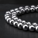 BRCbeads Hematite Silver Plated Gemstone Loose Beads Round 10mm Crystal Energy Stone Healing Power for Jewelry Making