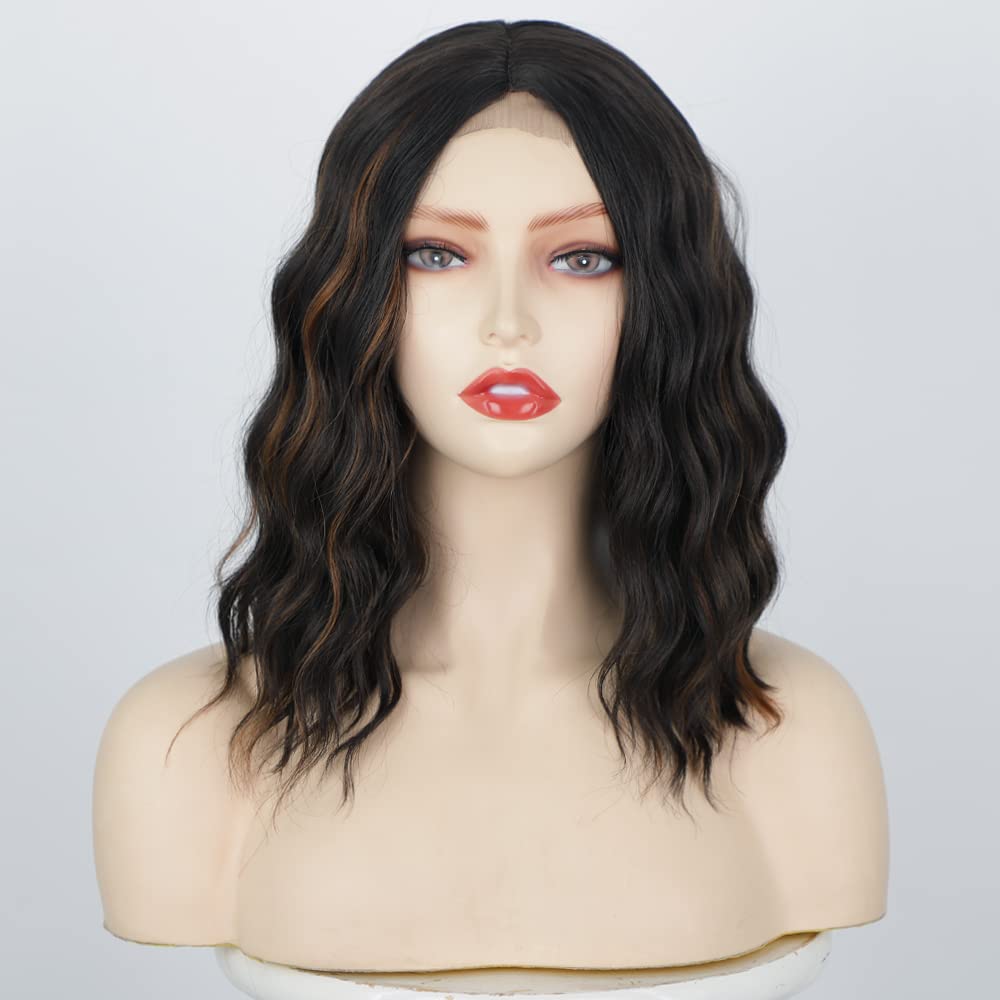 Luovce Synthetic Wigs For Women Shoulder Length Short Wavy 14 inches P2/30# Color