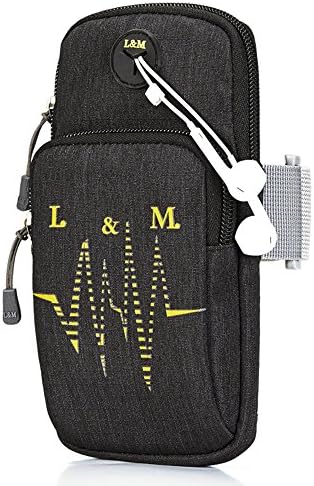 Workout Armband for Sports Running Arm Bag with Separate Compartment for iPhone 7 Plus/8/X, Samsung Galaxy Mega (Matt Black)