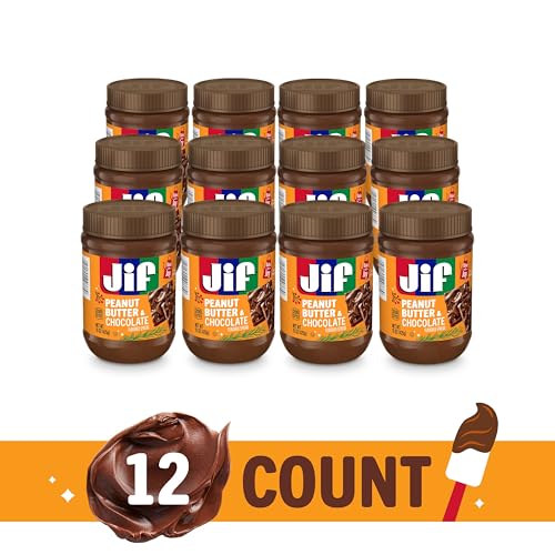 JIF PEANUT BUTTER & CHOCOLATE FLAVORED SPREAD, HOLIDAY EDITION, 15 OZ. JARS (12 COUNT)