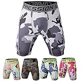 Welen Men Sports Running Print Compression Under Base Layer Shorts