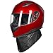 ILM Full Face Motorcycle Street Bike Helmet with Removable Winter Neck Scarf + 2 Visors DOT Model-JK313 (L, Red)