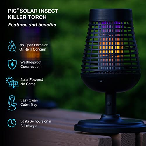 PIC Solar Insect Killer Torch (DFST), Bug Zapper and Accent Light, Solar Bug Zapper Kills Bugs
