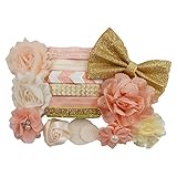 Peaches & Cream - Mini DIY Headband Kit - Makes 6 Headbands - Baby Shower Headband Station - Fashion Headbands for Birthday Party & Baby Shower Games