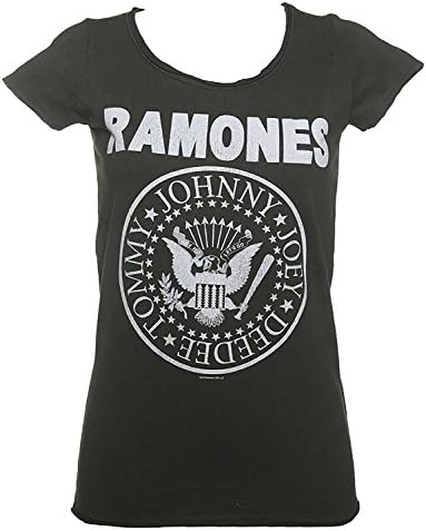 Krissry Womens Charcoal Classic Ramones Logo Fashion T Shirt Black Medium