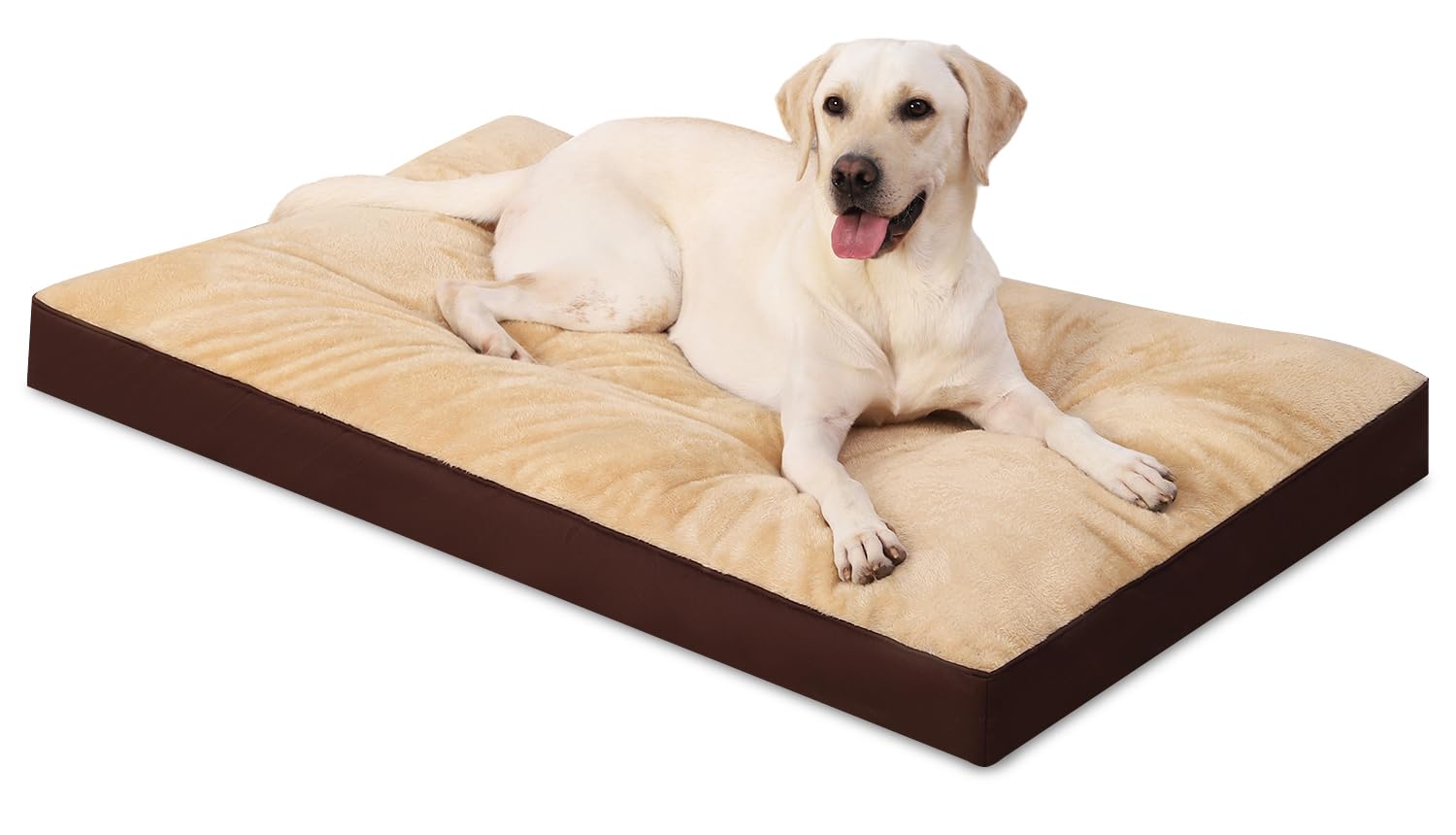 Photo 1 of Dog Crate Bed Waterproof Deluxe Plush Dog Beds with Removable Washable Cover Anti-Slip Bottom Pet Sleeping Mattress for Large, Medium, Jumbo, Small Dogs, 35 x 22 inch, Brown
