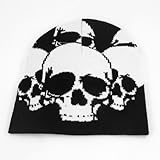 Men Lady Skull Head Pattern Black White Knit Elastic Winter Warmer Beanies Hat Cap