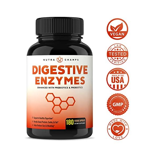 Digestive Enzymes with Probiotics and Prebiotics 180 Servings, Vegan