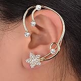 One Piece Punk Rock Star Crystal Ear Cuff Gold Plated Left Earring