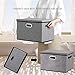 Seckon Foldable Storage Box with Lid [2-Pack] Linen Decorative Storage Bin Organizer with Lids - Home, Office Storage Containers with Removable Cover, Gray