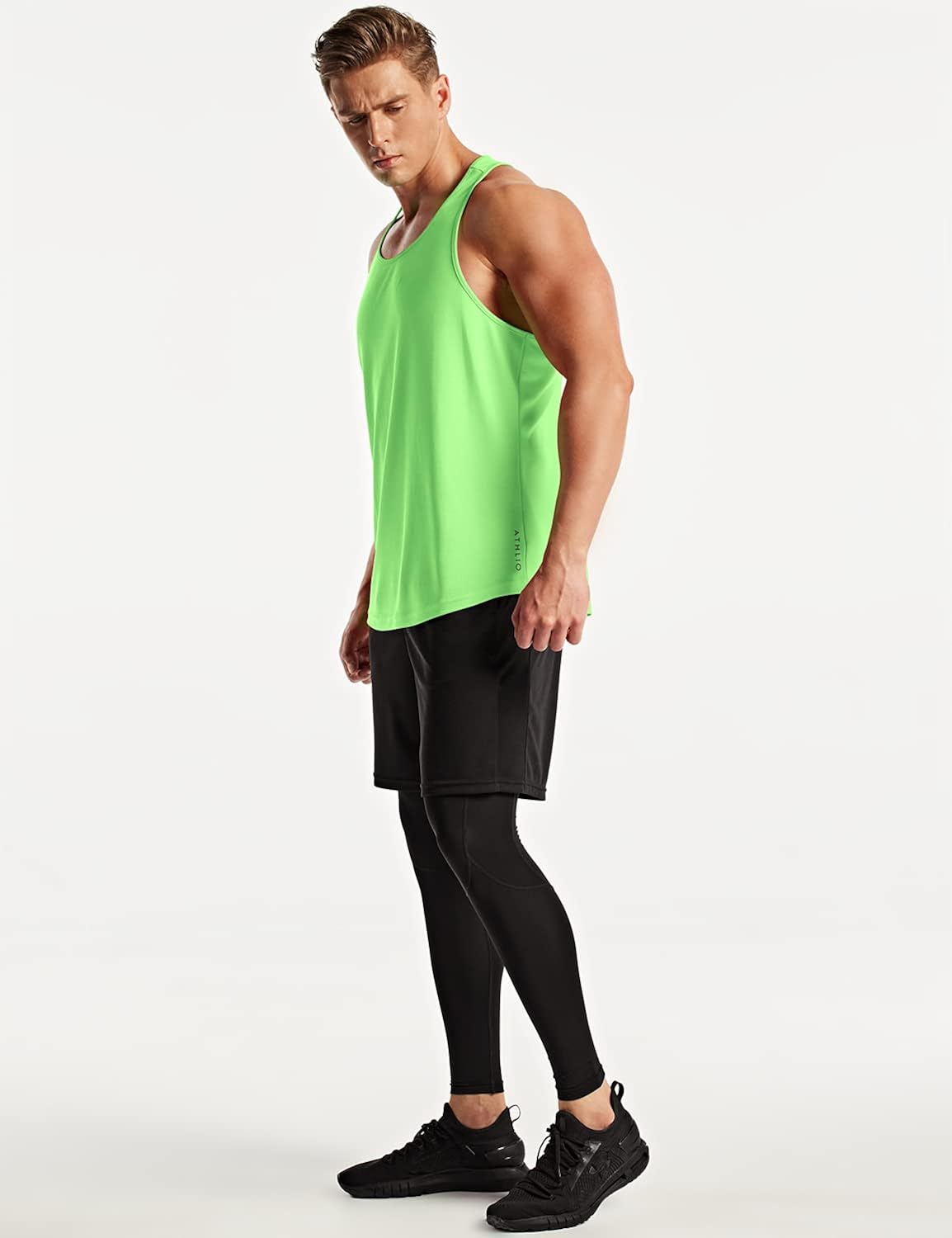 ATHLIO 3 Pack Men's Dry Fit Muscle Workout Tank Tops, Y-Back Bodybuilding Gym Shirts, Athletic Fitness Tank Top: Clothing