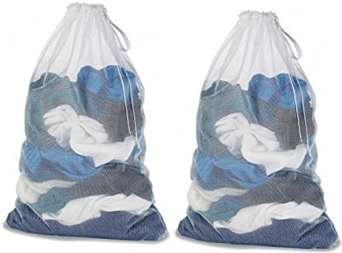 Mesh Laundry Bag White 25-inch L x 36-Inch 2 pack