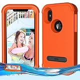 Temdan iPhone X/iPhone Xs Floating Case Shockproof Lifejacket Case Designed Flaoting on Water Kidsproof Case for iPhone X/XS 2018 (5.8inch) -Orange