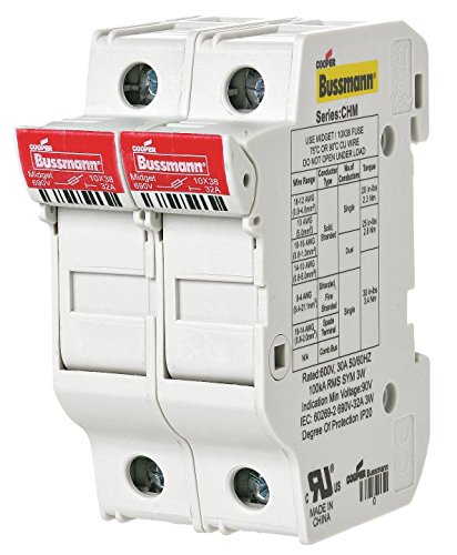 EATON CHM2DU Niederspannungshalter, 32 A, AC, 690 V, 10 x 38 mm, 2P, UL IEC DIN-Schienen-Sicherungshalter, 6 Stück