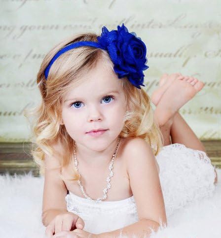 Dark Royal Blue Rose Headband, Handmade The Fairy Factory (Headband) Dark Royal Blue Chiffon Rose Flower - Dark Royal Blue