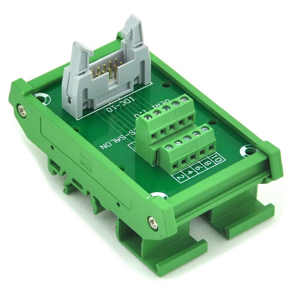 Electronics-Salon IDC-10 DIN Rail Mounted Interface Module, Breakout Board, Terminal Block.