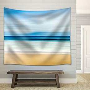 Light Blue Sky and Seashore - Fabric Wall Tapestry Home Decor - 51x60 inches