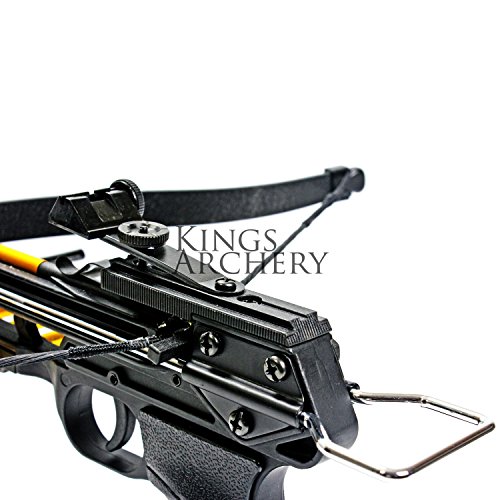 KingsArchery Crossbow Pistol with Bolt Rack Self-Cocking 80 LBS with Adjustable Sights and Spare Crossbow String and Caps - Thumbnail 4