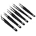 Mudder 6 Pieces Anti-static ESD Tweezer Kit Non-magnetic ESD Tweezers with Storage Bag