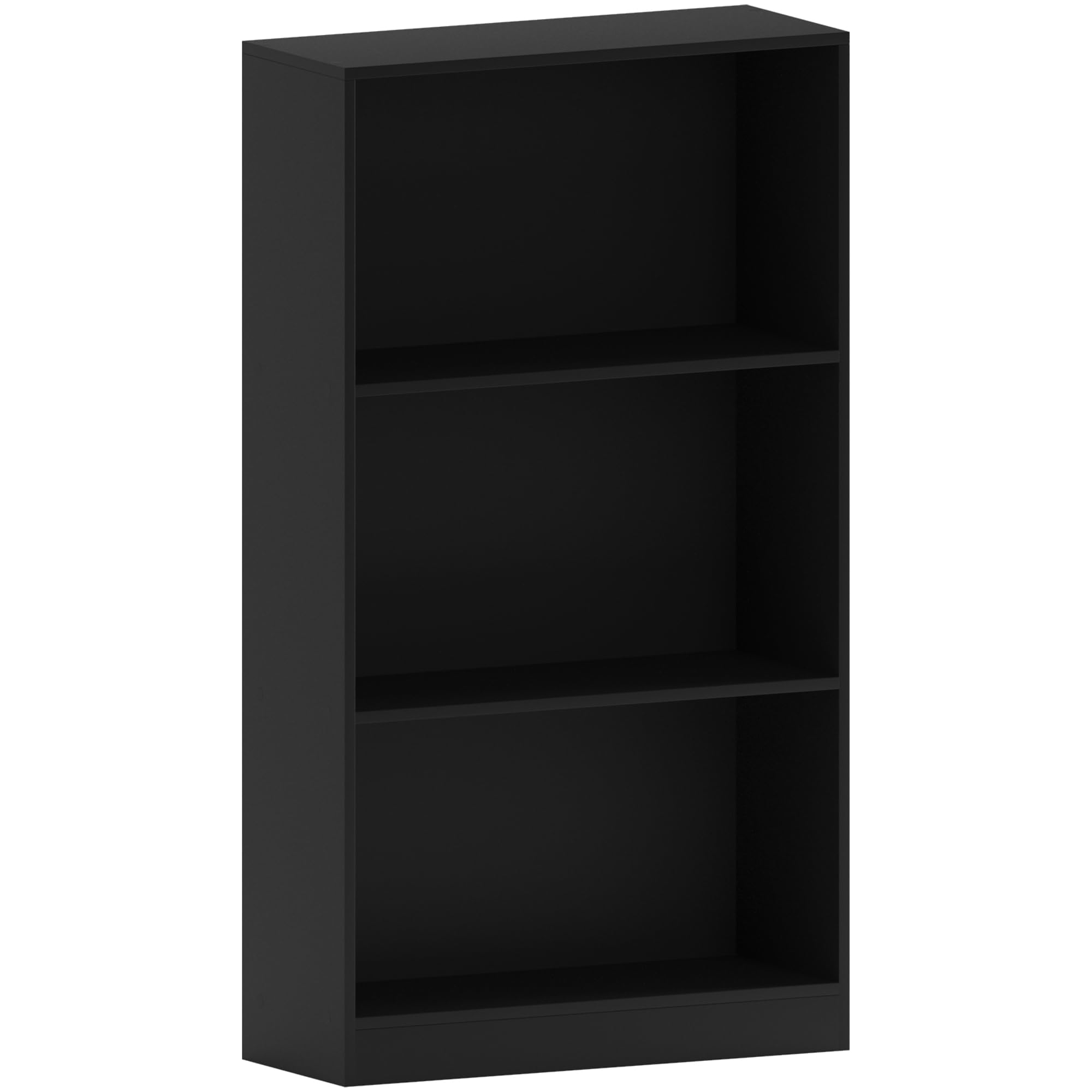 Vida Designs Cambridge 3 Tier Medium Bookcase, Black Wooden Shelving Display Storage Unit Office Living Room Furniture