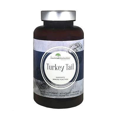 Aloha Medicinals - Pure Turkey Tail - Certified Organic Mushroom &ndash; Trametes Versicolor &ndash; Antioxidant &ndash; Cardiovascular - Gut Health &ndash; PSP, PSK Proteins &ndash; Natural Health Supplement - 500mg &ndash; 90 Capsules