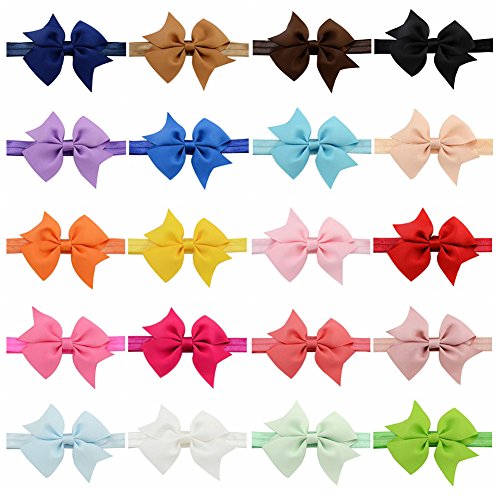 20pcs Baby Girls Headbands 4" Grosgrain Ribbon Hair Bows Headband Hair Band for Baby Girls Infants Toddlers Kids Teens