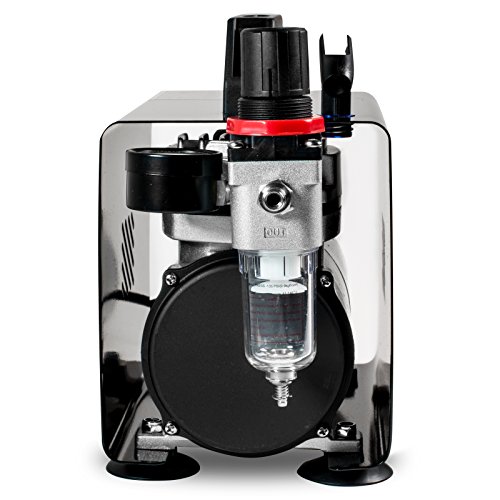 PointZero 1/5 HP Airbrush Compressor - Portable Quiet Hobby Tankless Oil-Less Air Pump with Cover