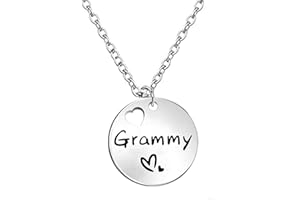 LQRI Grandma Necklace Round Disc Grandma Stainless Steel Charm Necklace Best Grandma Ever Gift for Grandma Nana