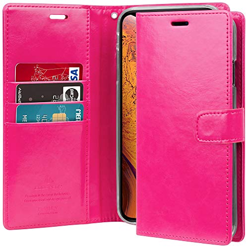 iPhone Xs Max Case [Slim Fit] Goospery Blue Moon Diary [Card Slots] PU Leather Wallet Case [Drop Protection] Stand Flip Cover [Magnetic Closure] for Apple iPhone Xs Max - Hot Pink, IPXSP-BLM-HPNK