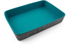 Three by Three Seattle Felt·Like·It! 10.5 x 7.5 Inch Felt Storage Bin for Office, Craft Room, Classroom, Living Room, Bedroom Storage (Blue)