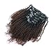 Sassina Ombre Afro Curly Clip in Extensions Double Wefts Human Hair Weave For Black Women 1B Off Black Fading into Light Chocolate Brown 120 Grams 7 Pieces/Set With 17 Clips AC 1BT4# 20 Inch