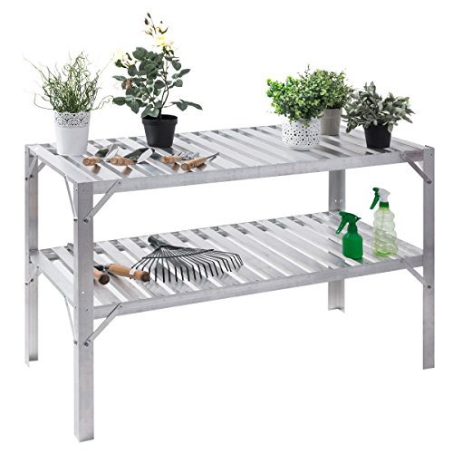 Giantex Aluminum Workbench Oranizer Greenhouse Prepare Work Potting Table Storage Garage Shelves, Silver