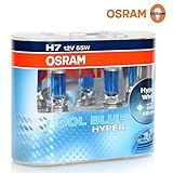 Osram Cool Blue Hyper H7 Car Headlight Bulbs Twin Pack 12V55W 62210CBH 5300K pair