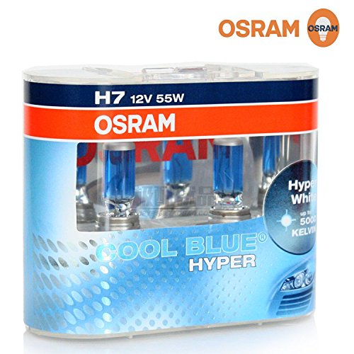 Osram Cool Blue Hyper H7 Car Headlight Bulbs Twin Pack 12V55W 62210CBH 5300K pair
