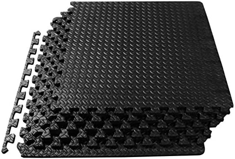 72 Sq Ft Puzzle Eva Foam Tiles - Soft Surface Interlocking Floor Mat - Gym Exercise Fitness Gymnastics Yoga - Black