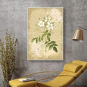 Floating Framed for Living Room Bedroom Retro Flower for