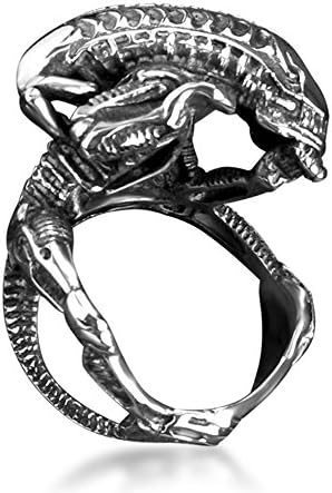 Stainless Steel Alien Vs Predator AVP Alien Queen Ring,Men's Ring Xenomorph Queen Ring US Size 9