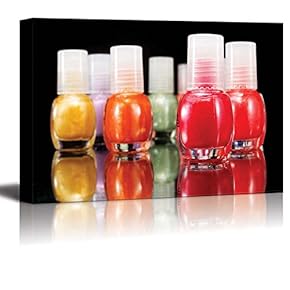 Canvas Prints Wall Art - Multicolored Nail Polish on a Black Background | Modern Wall Decor/Home Decoration Stretched Gallery Canvas Wrap Giclee Print. Ready to Hang - 12" x 18"