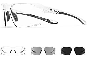 SCVCN Photochromic Sunglasses Sports Cycling Glasses for Men Women Youth Clear Glasses UV400 Protection MTB Running S87