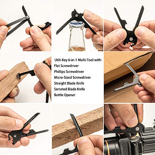 Utility Key 6-in-1 Multifunctional Tool for Outdoor Portable Stainless Steel Folding Screwdrivers and Home Repair Gadget-Black(2 Pack) - Thumbnail 4
