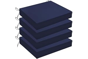 Wellsin Outdoor Chair Cushions for Patio Furniture - Outdoor Cushions for Chairs - Water Resistant Patio Chair Cushions Set of 4, 18.5"X16"X3", Navy