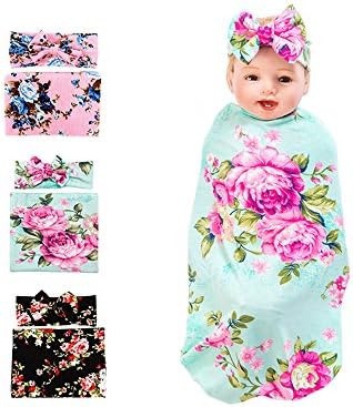 SHELLBOBO 3PCS/LOT Baby Blanket &amp; Headband Set Newborn Swaddle Cocoon (yellow)