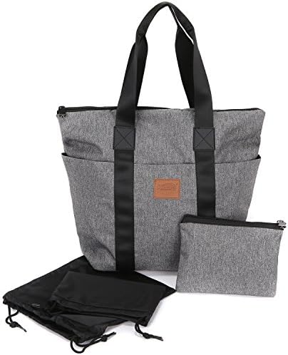 Diaper Bag Tote with Backpack Straps for Moms - Stylish Large Capacity Multifunctional Organizer for Travel, Weekender - Flax Grey